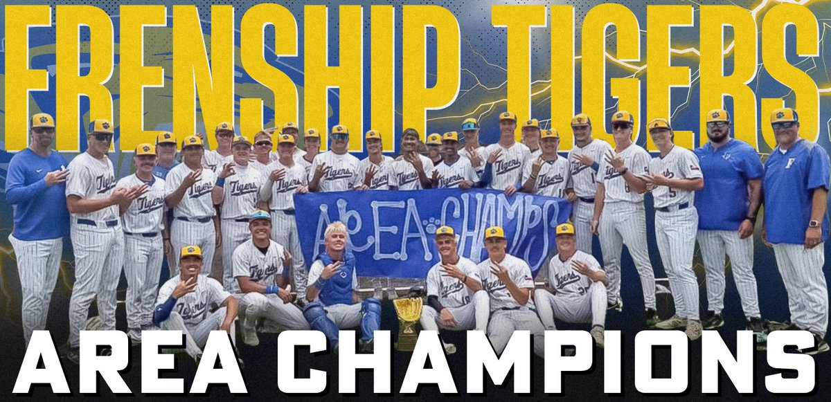 FrenshipSports's tweet photo. Congratulations to the Frenship Tiger Baseball Team! ⚾🎉 The Tigers are AREA Champs!

They will advance to the Regional Semifinals! Way to go, Frenship! 👏 https://t.co/UxCV1u3haf