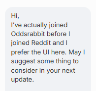 oddsrabbit's tweet photo. Users prefer us over Reddit. Have you checked out OddsRabbit yet?

Also big web style update coming today 👀 https://t.co/EU2kC4HI6g