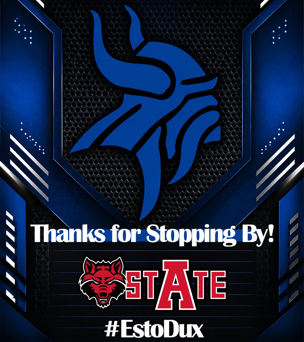 NolanCatholicFB's tweet photo. Thank you to @Kennyhill13 of @AStateFB for stopping by today to recruit the Vikings! #EstoDux https://t.co/MlRh4fKWAj