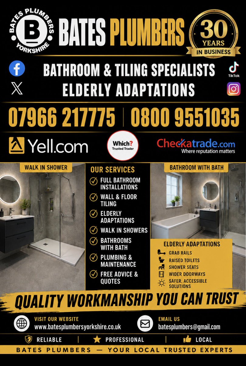 BATESPLUMBERS's tweet photo. New bathroom ?  Walk in shower ?    Elderly adaptation ?  From modern bathrooms to easy access showers &amp; elderly adaptations
Safe, practical &amp; beautiful  bathrooms by Bates Plumbers just give us a ☎️ for your free quotation, design &amp; free advise.  

 ☎️ Call Richard https://t.co/7cnXqEwSMN