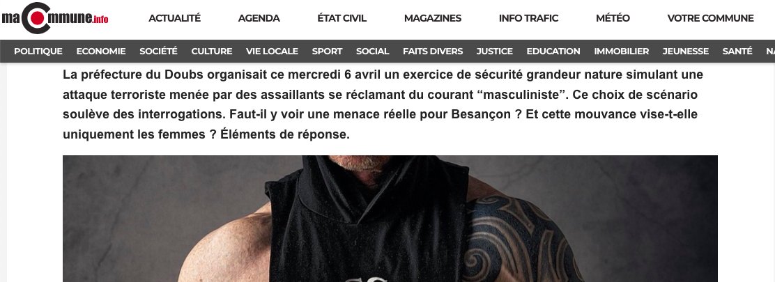 boadiceenne3's tweet photo. #TerrorismeMasculiniste
Une première à ma connaissance : La préfecture du Doubs qui organise un exercice de simulation d'attentat lookiste (incel). 

https://t.co/aVEhlN2owI https://t.co/Q5mNgFVcD9
