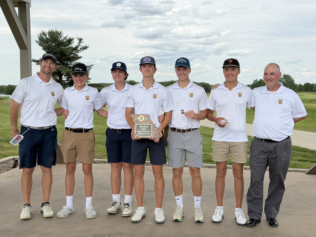 BorgiaGolf's tweet photo. The boys are bringing home some hardware! Class 3 District 1 Champs! All 5 boys took home a medal.#ontosedalia https://t.co/wBsCCrkcDl