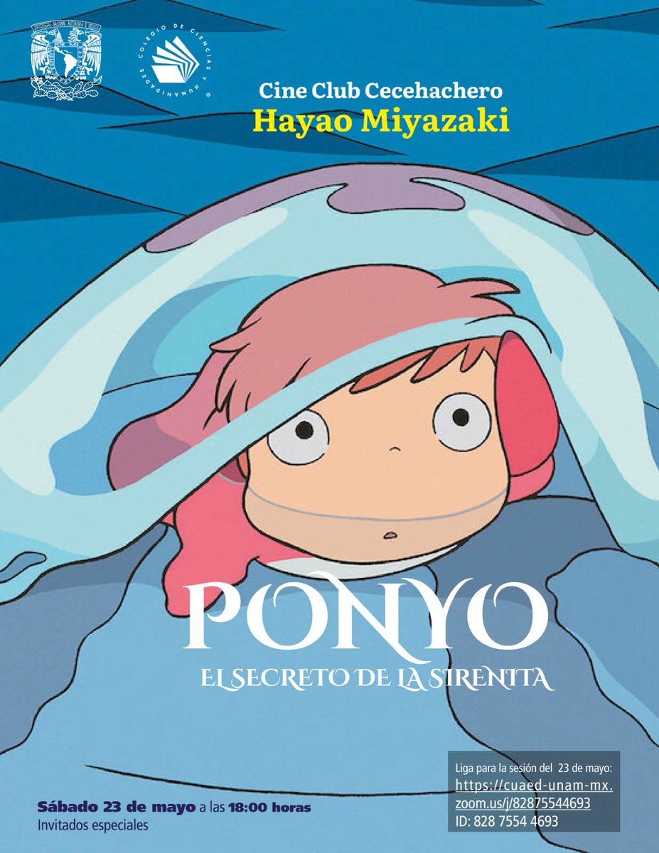 CCHUNAM's tweet photo. 🍿🍿 Seguimos en el ciclo de Hayao Miyazaki, en el Cine Club Cecehachero.

Disfruta de la cinta 𝑷𝒐𝒏𝒚𝒐 𝒚 𝒆𝒍 𝒔𝒆𝒄𝒓𝒆𝒕𝒐 𝒅𝒆 𝒍𝒂 𝒔𝒊𝒓𝒆𝒏𝒊𝒕𝒂  🎞️🎬

👉🏻 SÁBADO 23 DE MAYO
👉🏻 18:00 horas

DA CLIC E INGRESA A LA LIGA DE ZOOM ⬇️⬇️

https://t.co/33bToHQmOw https://t.co/aCsxHrvItl