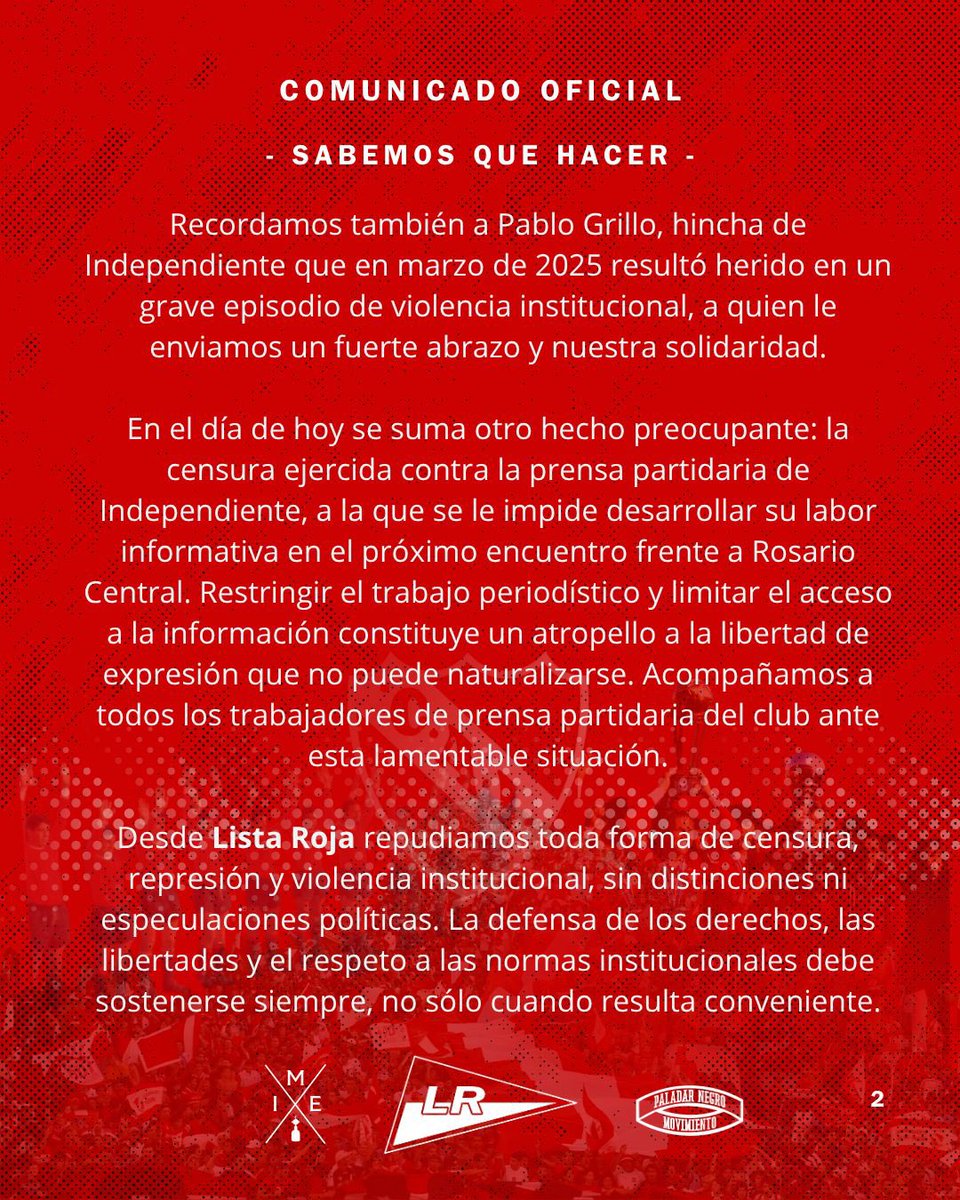 Agrupacion Lista Roja Oficial tweet media