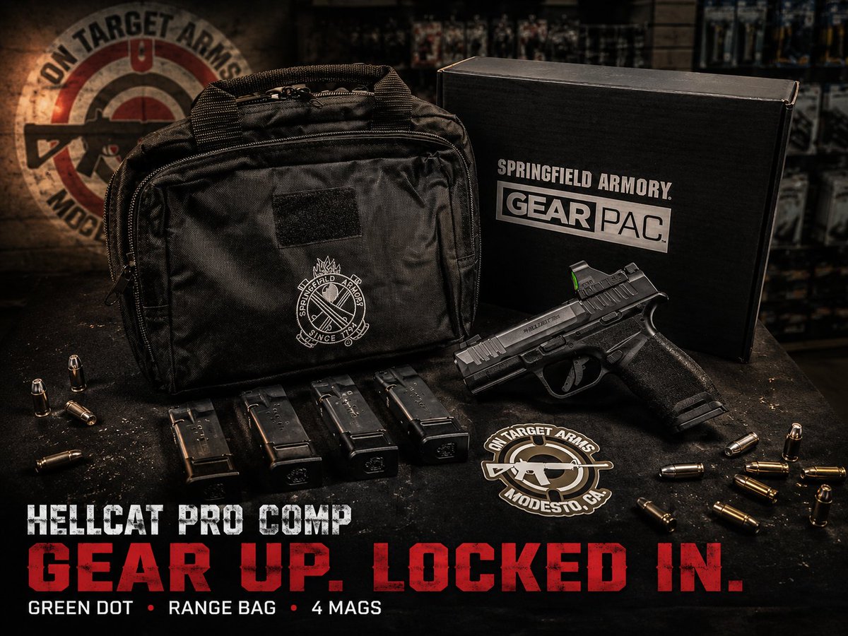 OnTargetArms's tweet photo. 🔥 JUST ARRIVED — Springfield Hellcat Pro Comp Gear Up Packages! 🔥

These are finally HERE and they are loaded with extras! 💥
Each package comes with:
✅ Viridian Green Dot
✅ Range Bag
✅ 4 Magazines

Come on down to On Target Arms and check them out before they disappear! 🔥 https://t.co/r5KVSunfNB