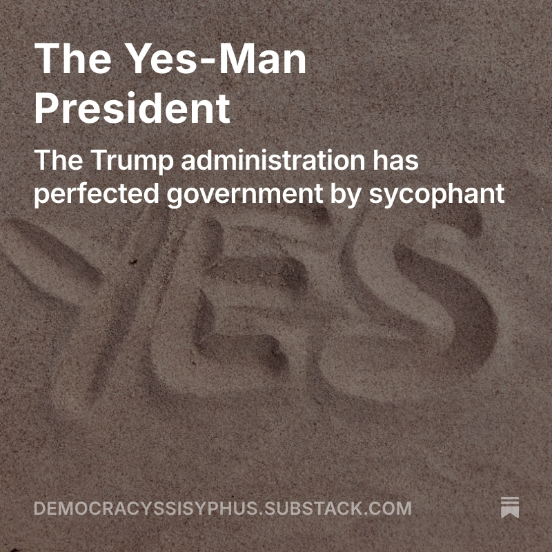 JonMadison26's tweet photo. People frequently complain about Trump’s advisors. They are right to worry and criticize many of the people Trump has chosen to advise him, but they miss the mark in one key aspect. Trump has not surrounded himself with yes-men; Trump is the yes-man.
#Trump #politics #USA https://t.co/1mqNAaMiOm