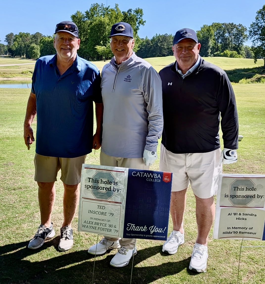 Shagknight32's tweet photo. Catawba College Football Golf Tournament today. Great Day. Bill Butts and Rick Izze, two of Catawba’s finest 🏈⚾️ https://t.co/TxOEK8xA16