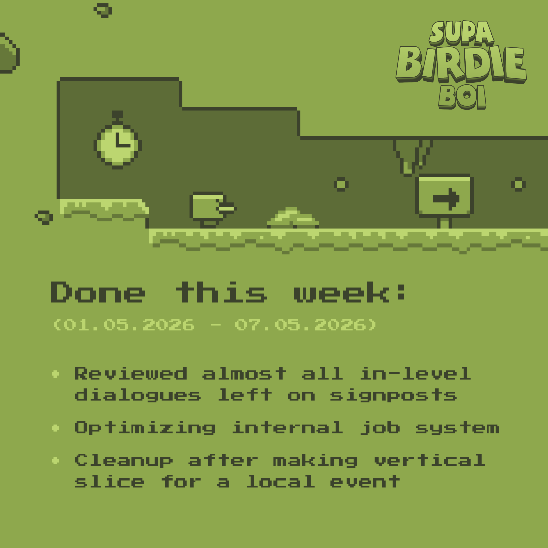 SupaBirdieBoi's tweet photo. Even geese can change. Too bad the scribbles they left on signposts throughout levels did not change with them...
It's about time to sort this out and update ALL in-level dialogues. #DoneThisWeek
#gamedev #indiegame #indiedev #storytelling #gamedesign https://t.co/6LWSggOEqh