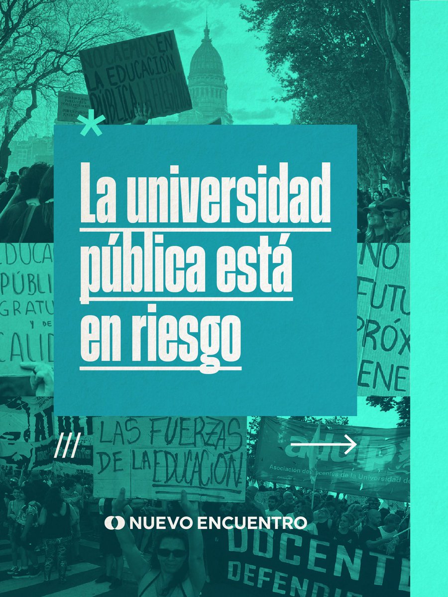 NuevoEncuentro_'s tweet photo. LA UNIVERSIDAD PÚBLICA ESTÁ EN RIESGO.

Desde que asumió Milei, el sistema universitario perdió casi la mitad de sus recursos. No es “crisis”, es una decisión política. https://t.co/8XF1dg49a7