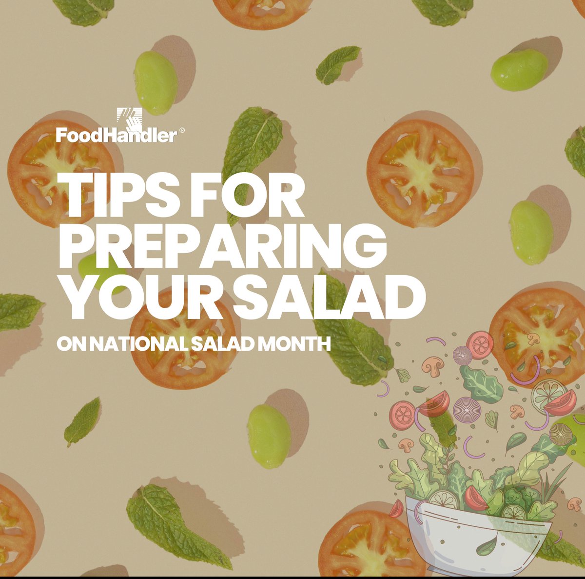 FoodHandler's tweet photo. It's National Salad Month! Salads are ready-to-eat—so safe handling is key. Use gloves, prevent cross-contamination, and keep prep areas clean to help reduce the risk of foodborne illness.

📞 800.338.4433 ext. 2 
Contact a sales rep: https://t.co/3My3V1MhVA https://t.co/mvxI4SrE3M