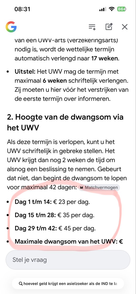 Snapt u het nog allemaal???; 
een asielzoekers krijgt 100 euro per dag voor een te late beslissing van IND, en iemand die in WIA te lang op een te late beslissingen wacht van UWV  23,00 per dag. Waar sommigen jaren jaren voor gewerkt hebben🤮🤮
Delen graag