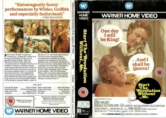indieimmy's tweet photo. Original rental VHS artwork of the film #StartTheRevolutionWithoutMe starring Gene Wilder and Donald Sutherland. Directed by Bud Yorkin #tbt #artwork #bluray @70sFilm https://t.co/4NfMaPJYMm
