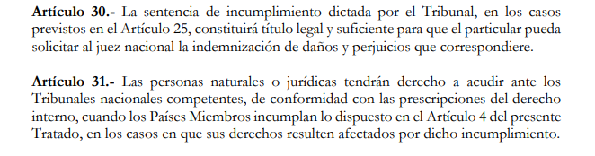 larryyumibandam's tweet photo. De acuerdo con los artículos 30 y 31 del Tratado de Creación del Tribunal Andino de Justicia, si se ratifica el incumplimiento mediante sentencia, se faculta a los particulares afectados solicitar ante sus jueces nacionales la indemnización de daños y perjuicios correspondiente. https://t.co/ZfM3Lo8dZ6