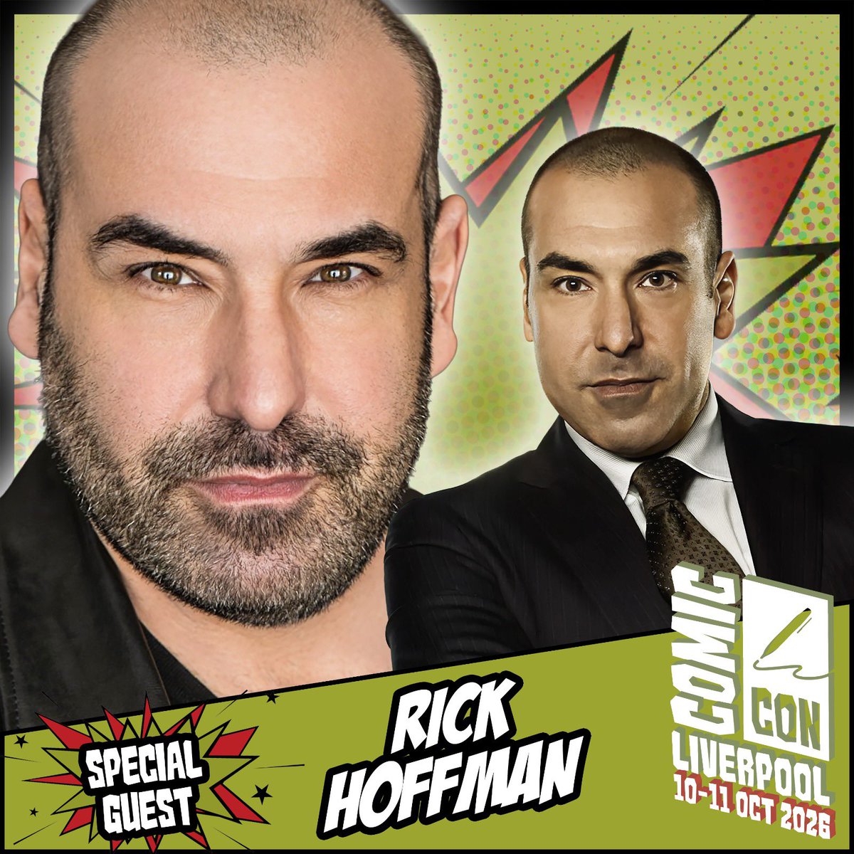 comconliverpool's tweet photo. Comic Con Liverpool welcomes Rick Hoffman, known for projects such as Suits, Billions, London Calling, and many more.

Appearing 10-11 October!

Tickets: https://t.co/BGUh53jxHM https://t.co/qIV1e9ze9m