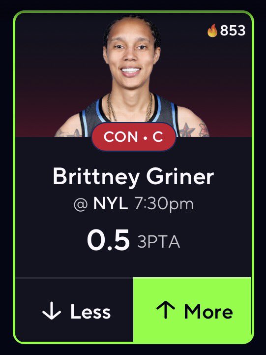 acprops_'s tweet photo. Brittney Griner 0.5 3PTA  | over |

• Brand new team and season for Brittney. Shot 1 three in her first preszn game in 16 minutes and shot 2 in her second. Liberty were 11th ITL allowing three point attempts giving up 26 a game.

#WNBA #Prizepicks #banesquad https://t.co/UG8oNd5rtU