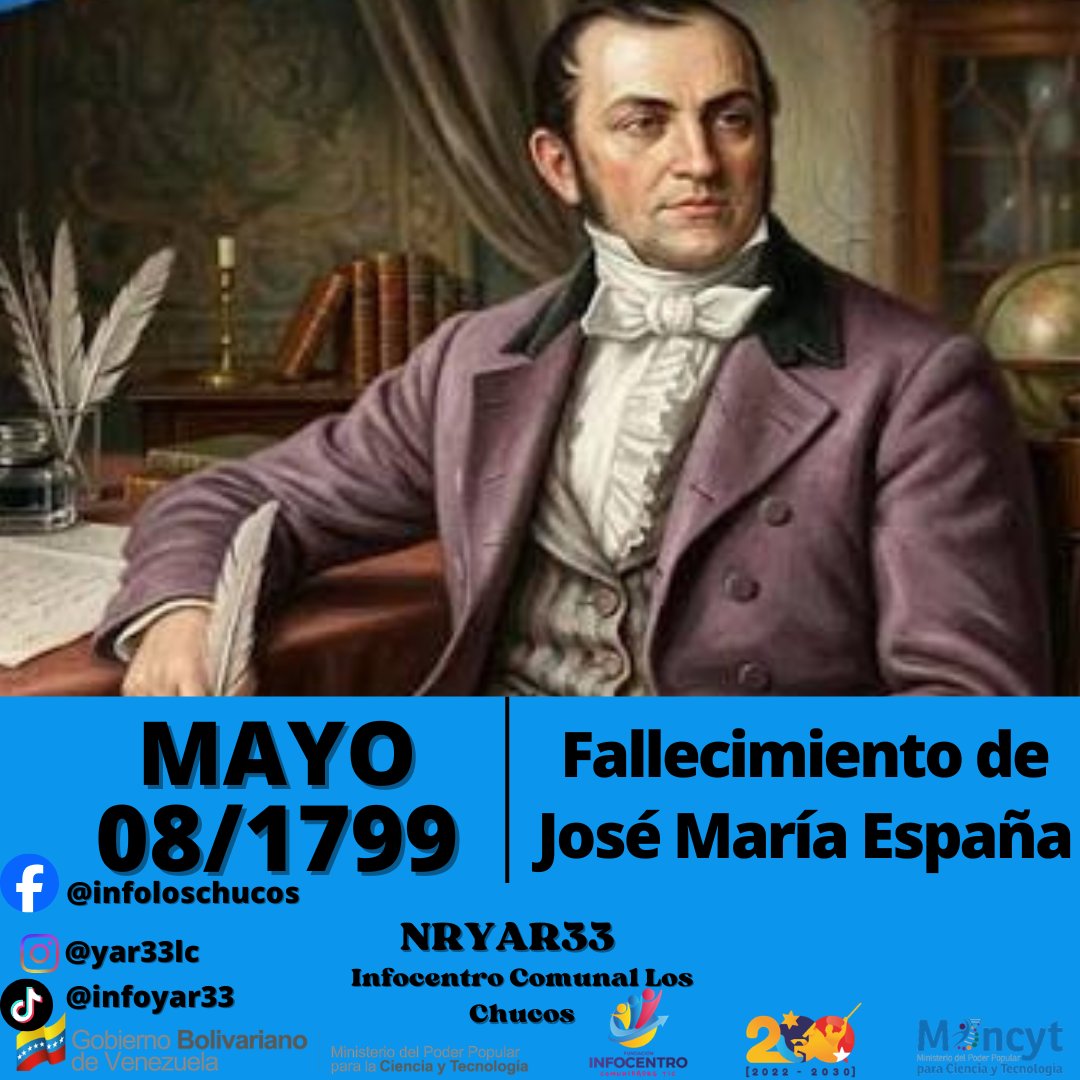 Yar33L's tweet photo. #EfemérideDeHoy

El 8 de mayo de 1799, el líder independentista venezolano José María España fue ejecutado brutalmente en la Plaza Mayor de Caracas (actual Plaza Bolívar) por orden de la Corona española tras ser delatado.

#InfocentroAlDía
#InfocentroYaracuy https://t.co/wnlwzZ5QOG