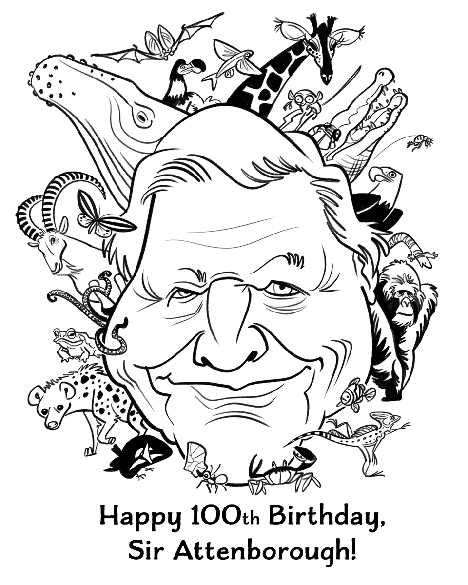 andreriveraart's tweet photo. Happy Birthday @docattenborough! To another 100 years of conservation and education! 🥳
What is your favorite David Attenborough moment?
#art #caricatures #conservation https://t.co/zfx4XU4JpB