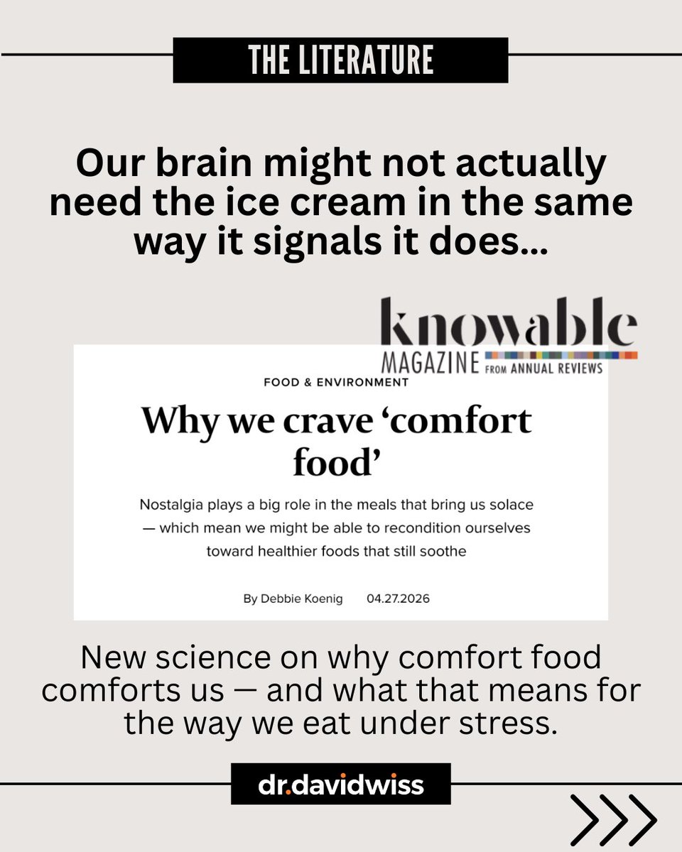 wisemind_nutrit's tweet photo. A Knowable Magazine piece this week landed on something I've been saying for years: the comfort in comfort food is mostly in your head — and that's actually really good news. https://t.co/Buxyn4CMHn