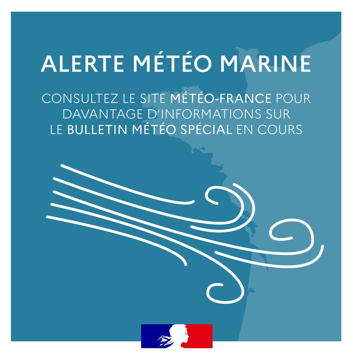 premar_ceclant's tweet photo. 🔶 COUP DE VENT 
📍 Proche Atlantique et Manche-ouest
📅 En cours et valable jusqu'au samedi 9 mai à 20h00.
 🌬  Vent : À l'extrême ouest, Est à Nord-Est force 8. Fortes Rafales.

📢 En cas d’#UrgenceEnMer :
☎ 16 via VHF
📱 196 depuis un smartphone
🌐 Consultez météo Marine ici : https://t.co/o22Avq5hpA

Préfet du Finistère