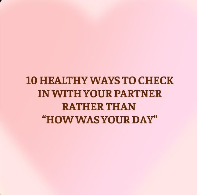 healthh_booster's tweet photo. 10 HEALTHY WAYS TO CHECK IN WITH YOUR PARTNER RATHER THAN "HOW WAS YOUR DAY" :

//THREAD// https://t.co/DjJkUdFR1T