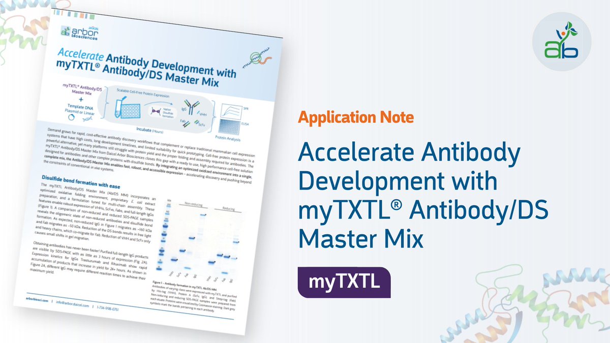 ArborBio's tweet photo. New myTXTL application note

📄 Explore real data, workflows &amp; performance benchmarks for complex molecules like Trastuzumab &amp; Rituximab https://t.co/ZQG9Ixebk6

Then see what myTXTL can do for you + save 30% ➡️ https://t.co/WtHQYKjTBu https://t.co/zX5pErXo5D