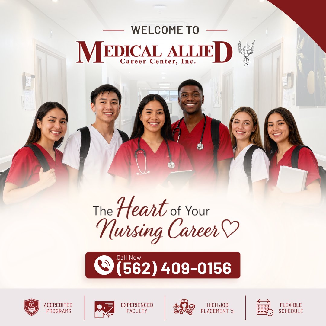 MedicalAlliedCA's tweet photo. Welcome to Medical Allied! With 20+ years of dedicated service, we've been empowering future healthcare heroes. Your journey to a rewarding career in Nursing Assistant or Vocational Nursing is here! Call Now📲 (562) 409-0156
#VocationalNursing #NursingProgram #NursingSchool https://t.co/NOYYwHt5z3