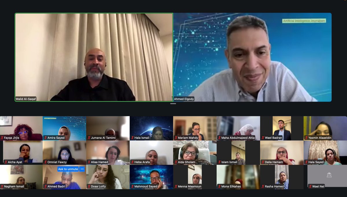 PDPAUC's tweet photo. We were pleased to host expert Dr. Walid Al-Saqaf, Associate Professor of Journalism at the Doha Institute for Graduate Studies, on Thursday, May 7, as part of the Expert Talk session for the “Introduction to AI and Ethics” course, https://t.co/0zvphMCh03