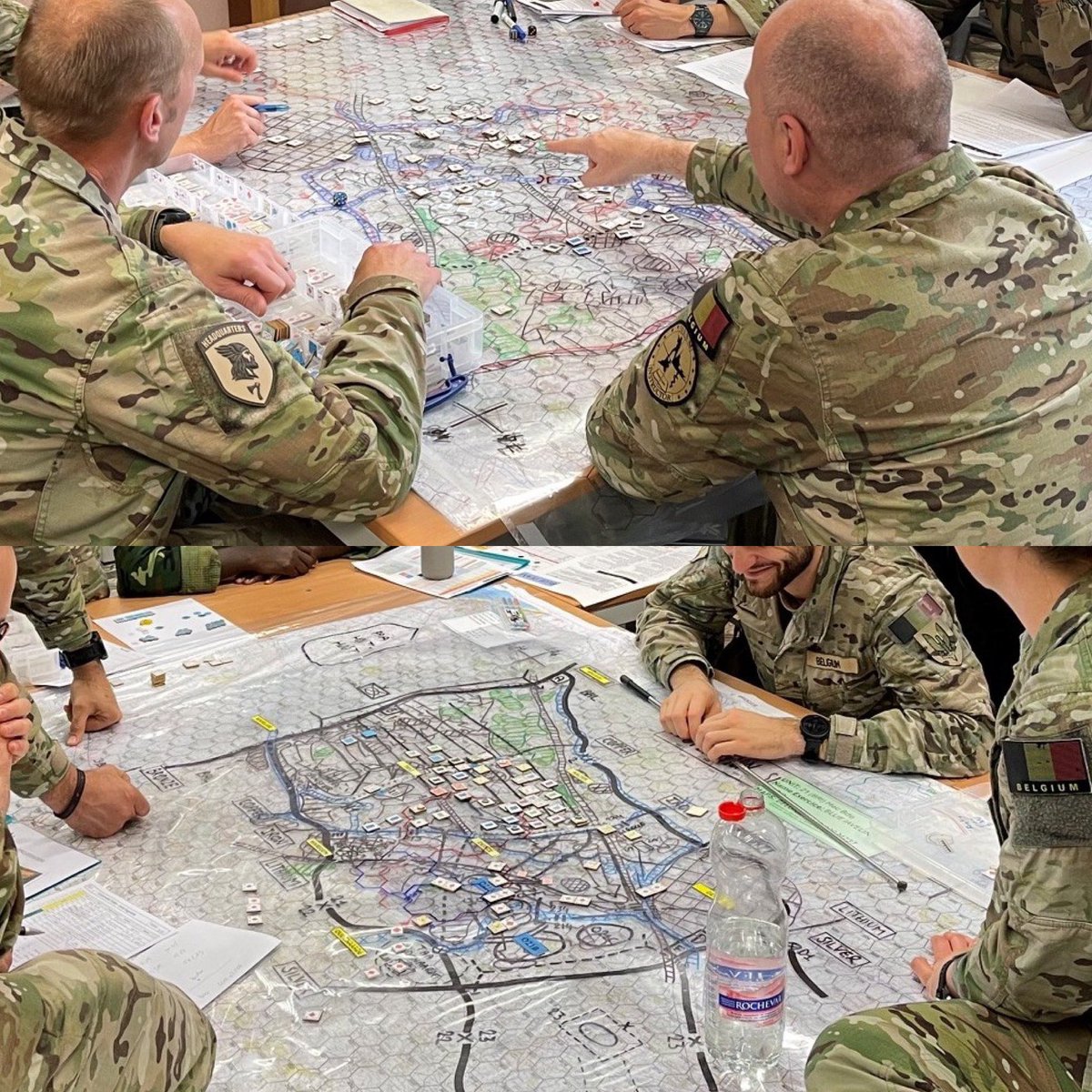 LandOpsBelDef's tweet photo. This week, officers of the 51 CSOC explored a wide range of wargaming formats, from tactical to logistical, company to corps level and from professional to playful. The goal ? Bring continued education theory to life through hands-on serious games. https://t.co/0gaW4I7NMp
