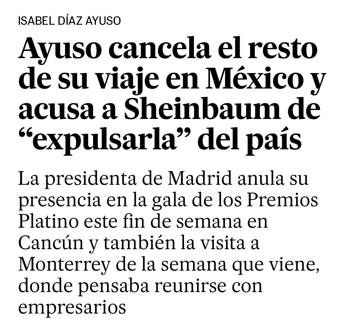 📌 México se escribe con X 

Ayuso, intenta de nuevo culpar al mundo de lo que le pasa por idiota…

Una de las cosas que conlleva (o debería) ser adulto, es asumir la responsabilidad de tus actos y sus actos en México no han demostrado más que desprecio hacia el país, sus raíces