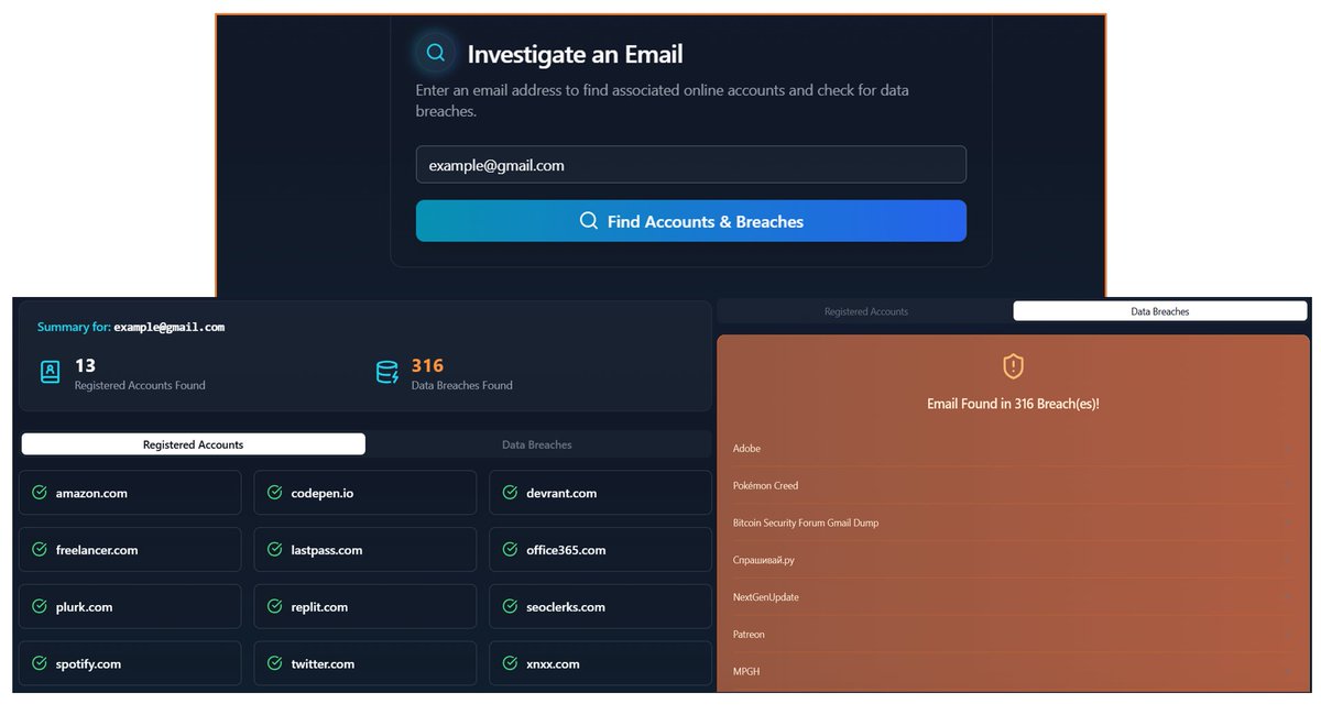 deepfind.me/tools/email-an…

A FREE OSINT tool to check what online platforms, services and breach records may be linked to an email address.

Good starting point for email-based digital footprint analysis.

#OSINT #DigitalFootprint #CyberIntel