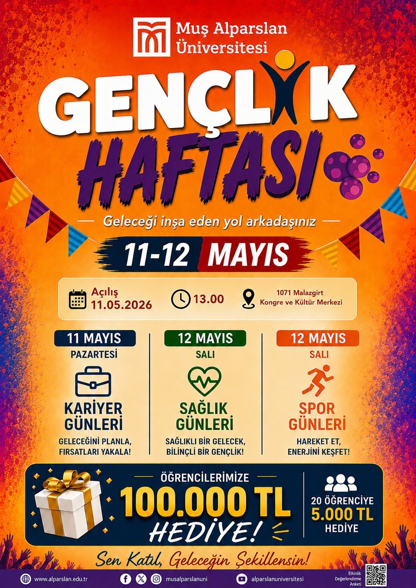 musalparslanuni's tweet photo. Gençlik Haftası Başlıyor! 📢

Etkinlik takvimi için kaydırınız ➡️ https://t.co/T2M6RDKtKM