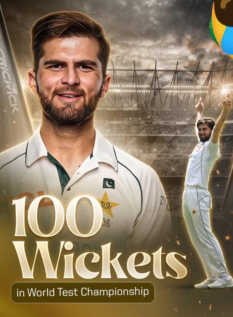 MWakeel6336's tweet photo. Shaheen Afridi became the first Pakistani bowler to take 100 wickets in World Test Championship 🦅 https://t.co/1x7AzHI4Wp