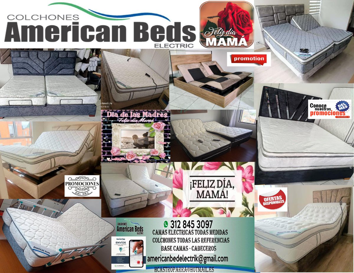 AMERICANELEK's tweet photo. MAYO MES DE MAMA, PARA ELLA TODO LO QUE MERECE PARA SU DESCANSO - CAMAS INTELIGENTES EN TODAS LAS MEDIDAS - COLCHONES - BASE CAMAS - CABECEROS - 312 845 30 97 https://t.co/pUr5wFP9wW