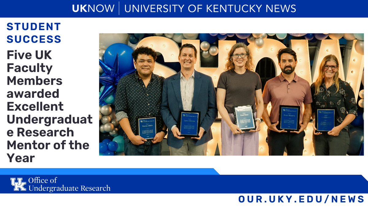 UKUGR's tweet photo. In the News!

Five UK Faculty Members awarded Excellent Undergraduate Research Mentor of the Year.

Read more: https://t.co/oIvUH1EJgi https://t.co/fjz3iMeQA0