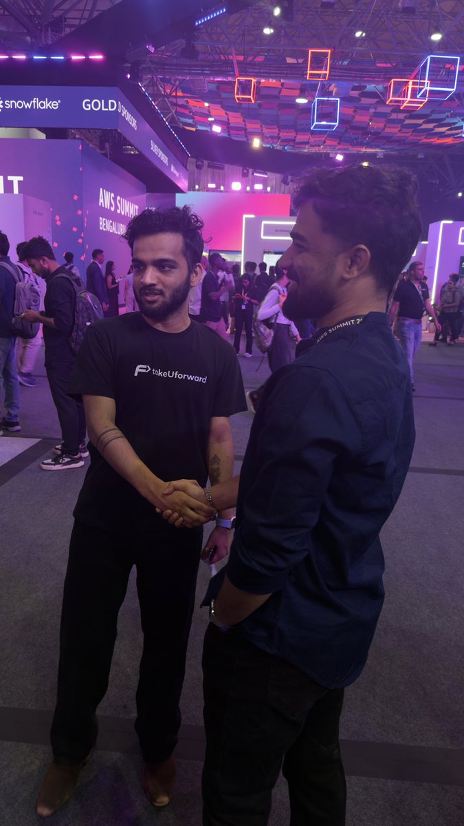 Nishansummy's tweet photo. What a fantastic experience at #AWSSummitbengaluru

From the last 1 year, I’ve been learning DSA from @striver_79 , and today I finally got the chance to meet him at the AWS event.

Such a humble and amazing person.
It was really a great experience.

#aws #awssummit2026 https://t.co/wseI34LOkF