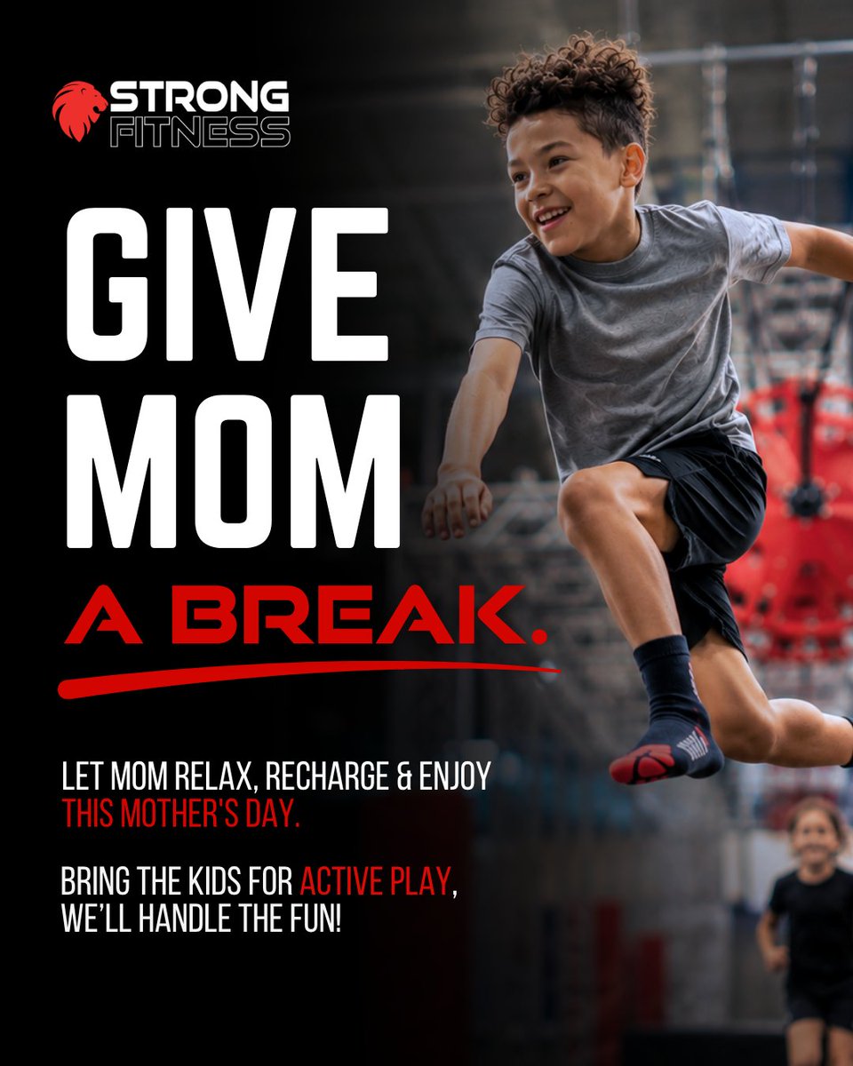 trainwithstrong's tweet photo. Mother’s Day plan? Dad’s on duty. 😎 

Bring the kids to Strong for Active Play, and nonstop fun while Mom gets a little time to herself. Or better yet—make it a family day and play together!

Celebrate Mother’s Day this Sunday at Strong 💪 https://t.co/1VTc3xIUHp