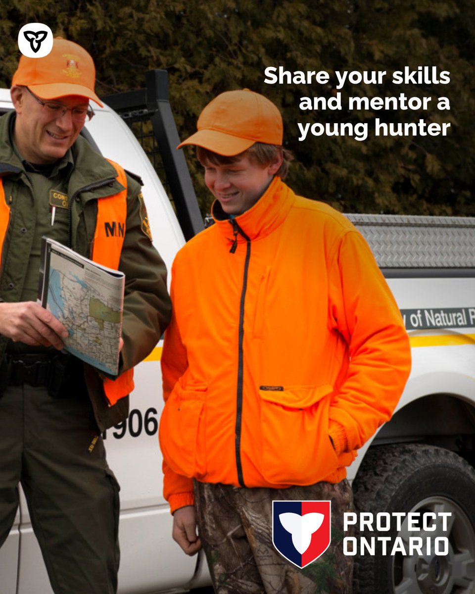 FishWildlifeON's tweet photo. Looking to introduce a young hunter to the field? 

Ontario’s Hunter Apprenticeship Safety Program gives 12–14‑year‑olds real experience with a licensed mentor.  

To start they’ll need to: 
• complete the Ontario Hunter Education Course 
• get an Outdoors Card 
• obtain a federal firearms accreditation if hunting with a gun 

Learn more at https://t.co/qq71YUXJfZ.