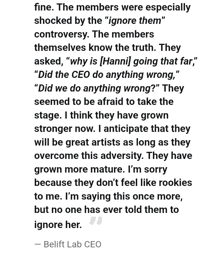illit creative director asking for newjeans planning and here illit asked "why hanni going this far? did the ceo do anything wrong?"