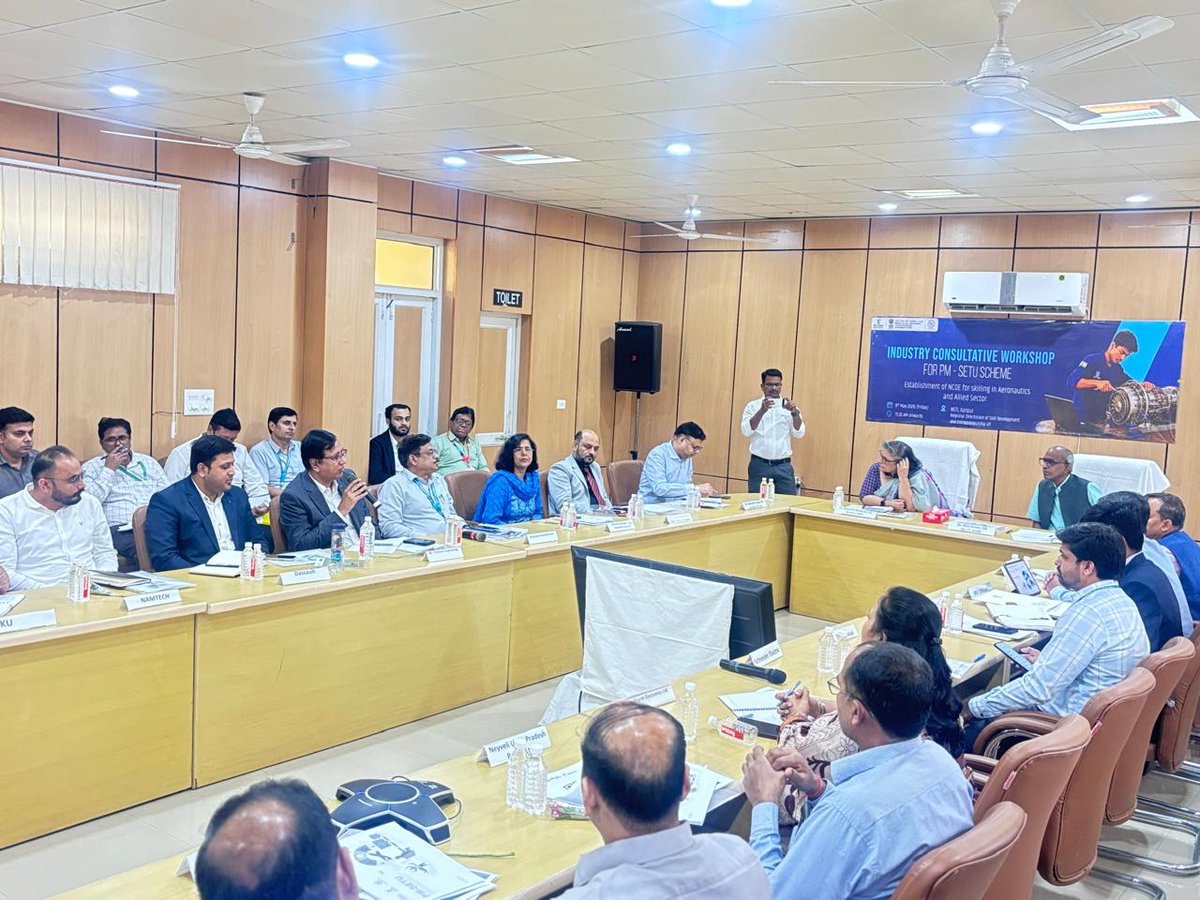 pm_setu's tweet photo. PM-SETU under DGT organised an industry consultation at NSTI Kanpur to mobilise industry participation for upcoming Centres of Excellence, Around 20+ industry leaders joined. 
One mission: Build an industry-ready workforce for India’s future
#ITIs #SkillIndia #Aeronautics #PMSETU https://t.co/JMLsjoLVXQ