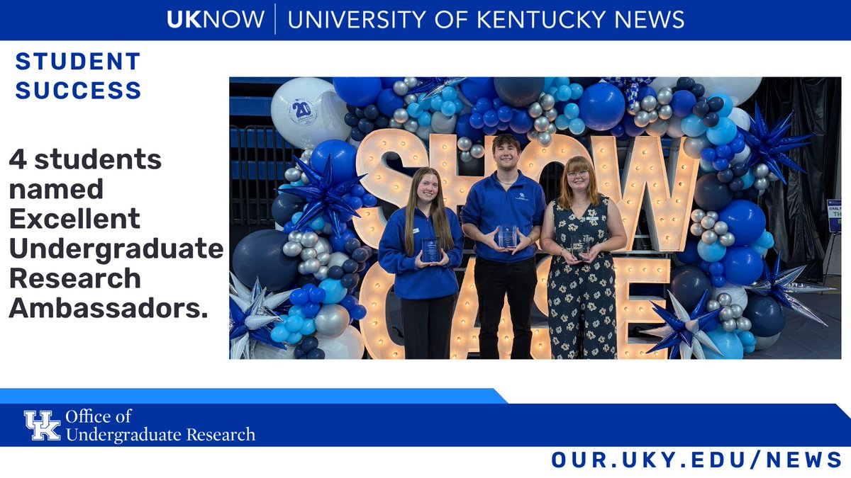 UKUGR's tweet photo. In the News!

4 students named Excellent Undergraduate Research
Ambassadors.

Read more: https://t.co/oIvUH1EJgi https://t.co/xqkAATHIQZ