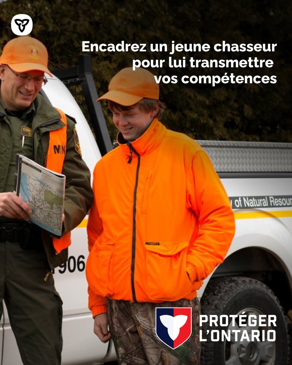 PecheFauneON's tweet photo. Cherchez-vous à initier au terrain un jeune chasseur?  

Le Programme d’apprentissage de la sécurité à la chasse de l’Ontario offre à des apprentis chasseurs âgés de 12 à 14 ans une expérience réelle  avec un mentor autorisé.   

Avant de commencer, ils devront :  
• suivre le Cours de formation des chasseurs de l’Ontario  
• se procurer une Carte Plein air  
• obtenir une accréditation fédérale des armes à feu s’ils chassent avec une arme  

Apprenez-en davantage à https://t.co/sDHP6yvnT6.