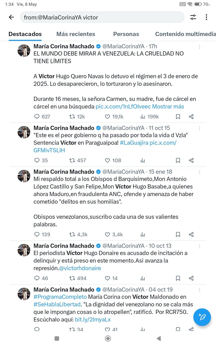Que tan HDP y malnacida es la psicópata @mariacorinaya?
Miren los resultados de búsqueda de "Hugo Quero", "Quero" y "Víctor". Solo la mención de hoy. 
Como los buitres y las hienas solo llega a aprovecharse de los cadáveres. COMO YA HIZO con los chamos 2014
Maldita mil veces.