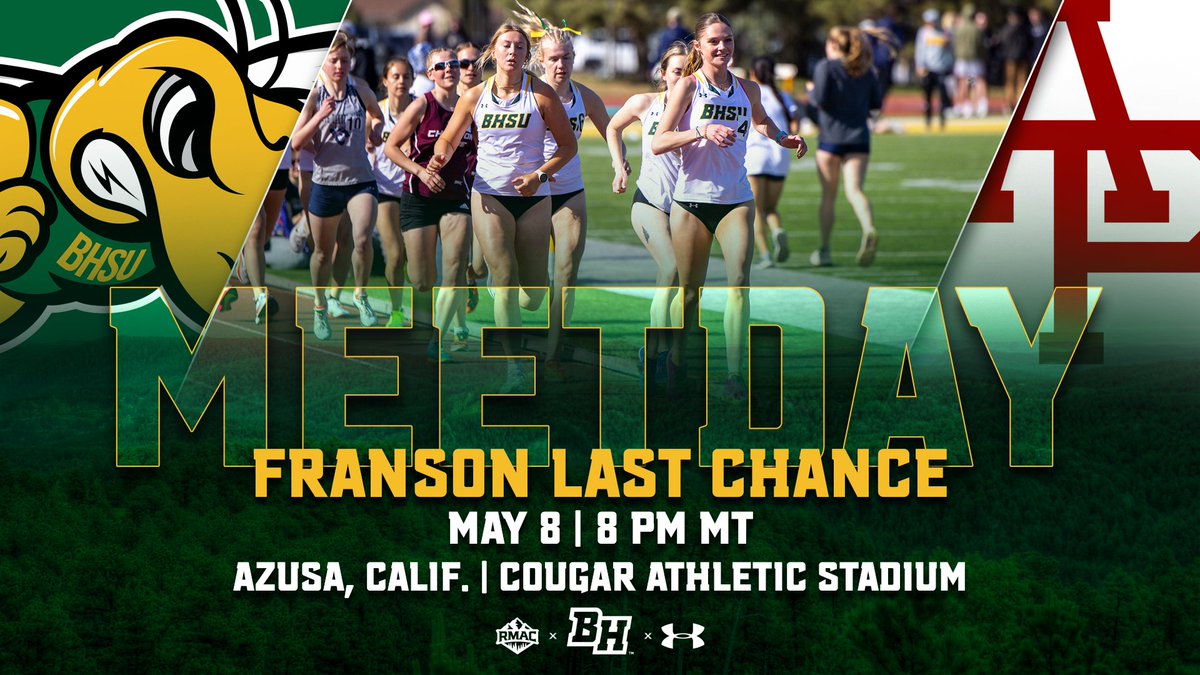BHSUAthletics's tweet photo. MEET DAY‼️

@BHSUXCTF at the Tom Cage Classic &amp; Franson Last Chance

📅 - 5.8.2026
⏰ - Tom Cage Classic at 1:30 PM / Franson Last Chance at 8 PM MT
📄 - https://t.co/0R3GPJLuAd
📊 - TCC: https://t.co/PMIroCF2VA
📊 - FLC: https://t.co/PqWRefw9We https://t.co/NpzSzuTMli