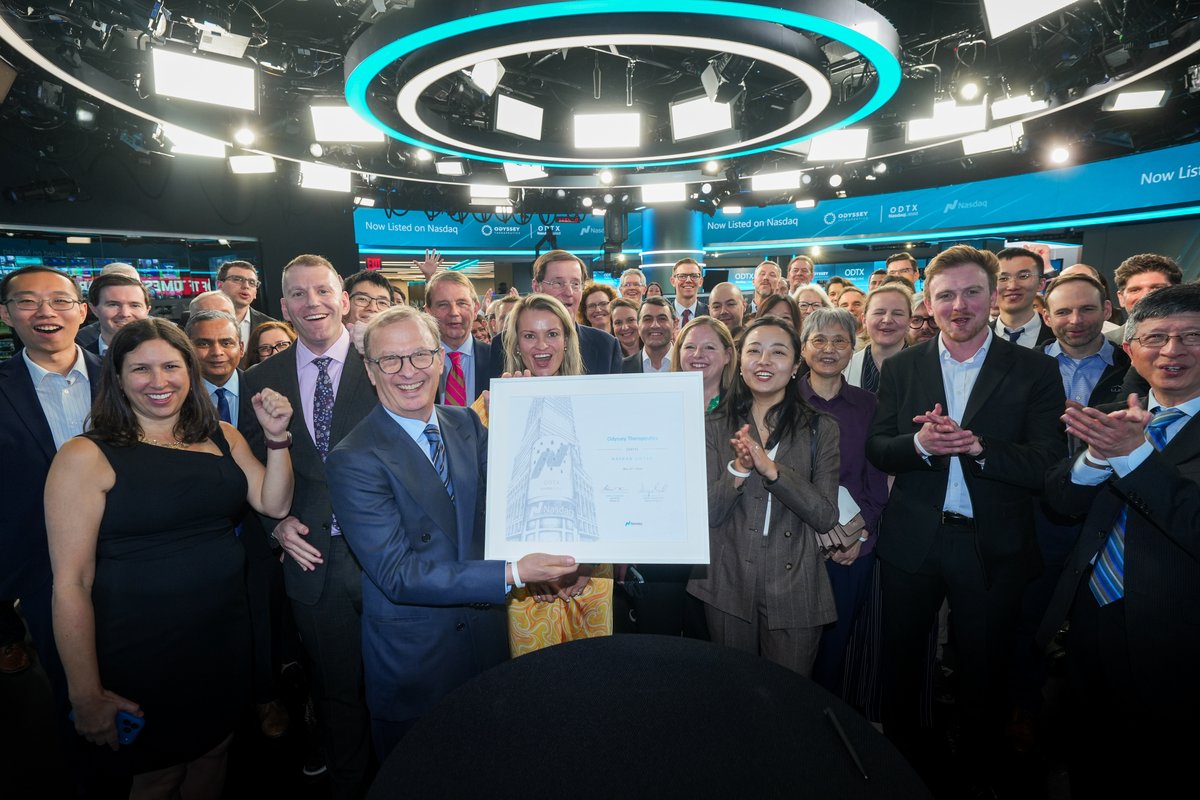 NasdaqExchange's tweet photo. .@Odyssey_tx officially joins Nasdaq, trading under $ODTX. Welcome to your next chapter. #NasdaqListed https://t.co/r1DPHTgYje