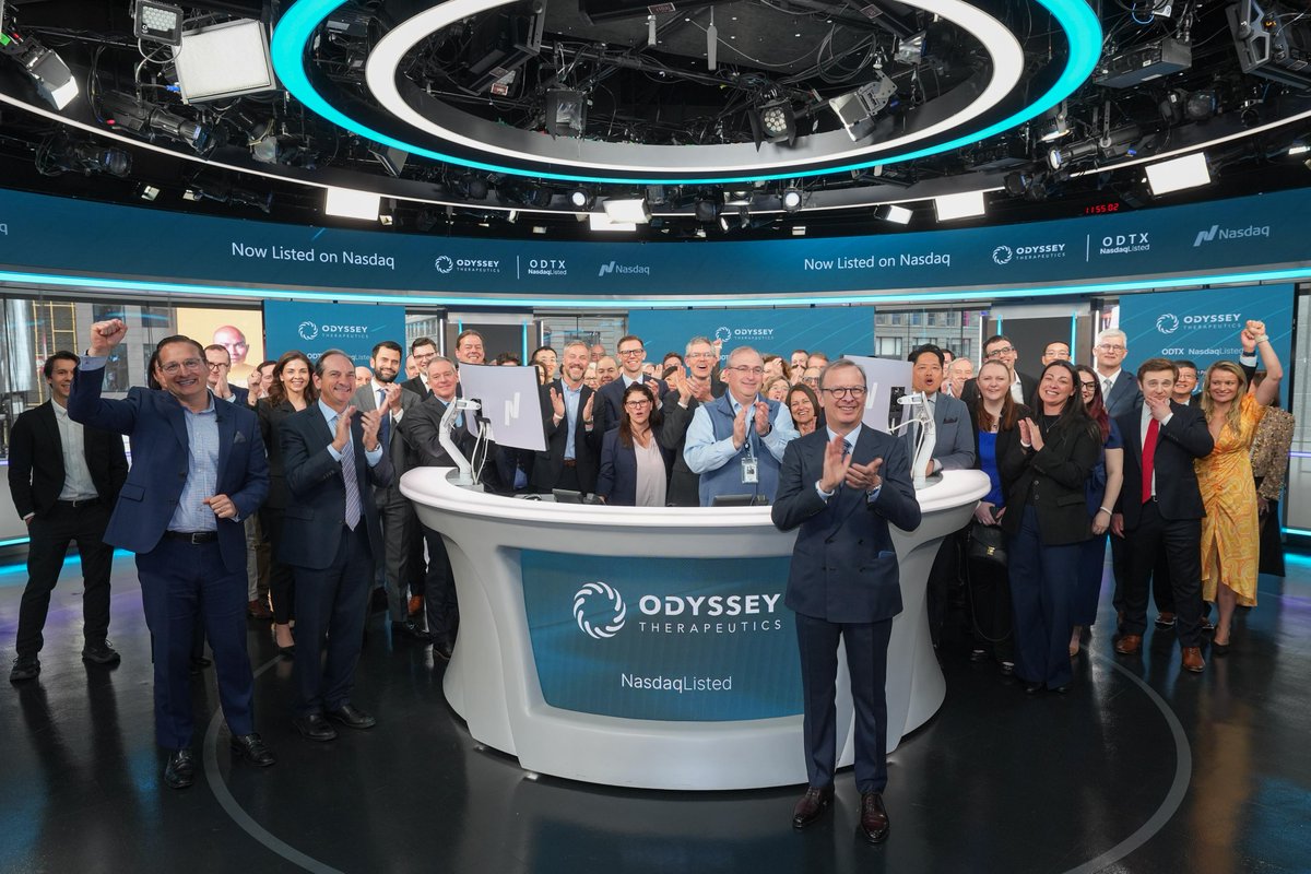 NasdaqExchange's tweet photo. .@Odyssey_tx officially joins Nasdaq, trading under $ODTX. Welcome to your next chapter. #NasdaqListed https://t.co/r1DPHTgYje