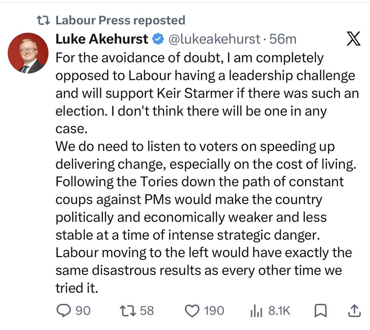 Reposted by Labour Press 😂 how is this the party line. Their goose is cooked
