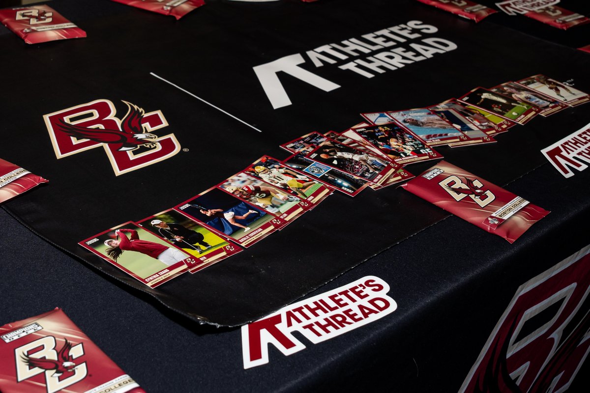 AthletesThread's tweet photo. Trading cards 🤝 Boston College athletes 🦅

Had an awesome time at the Golden Eagles event setting up with Athlete’s Thread trading cards and connecting with student-athletes.

Love seeing athletes search through the cards, find teammates, and experience their brands in a whole new way 🔥

More to come with BC 👀

@BCEagles @AthletesThread