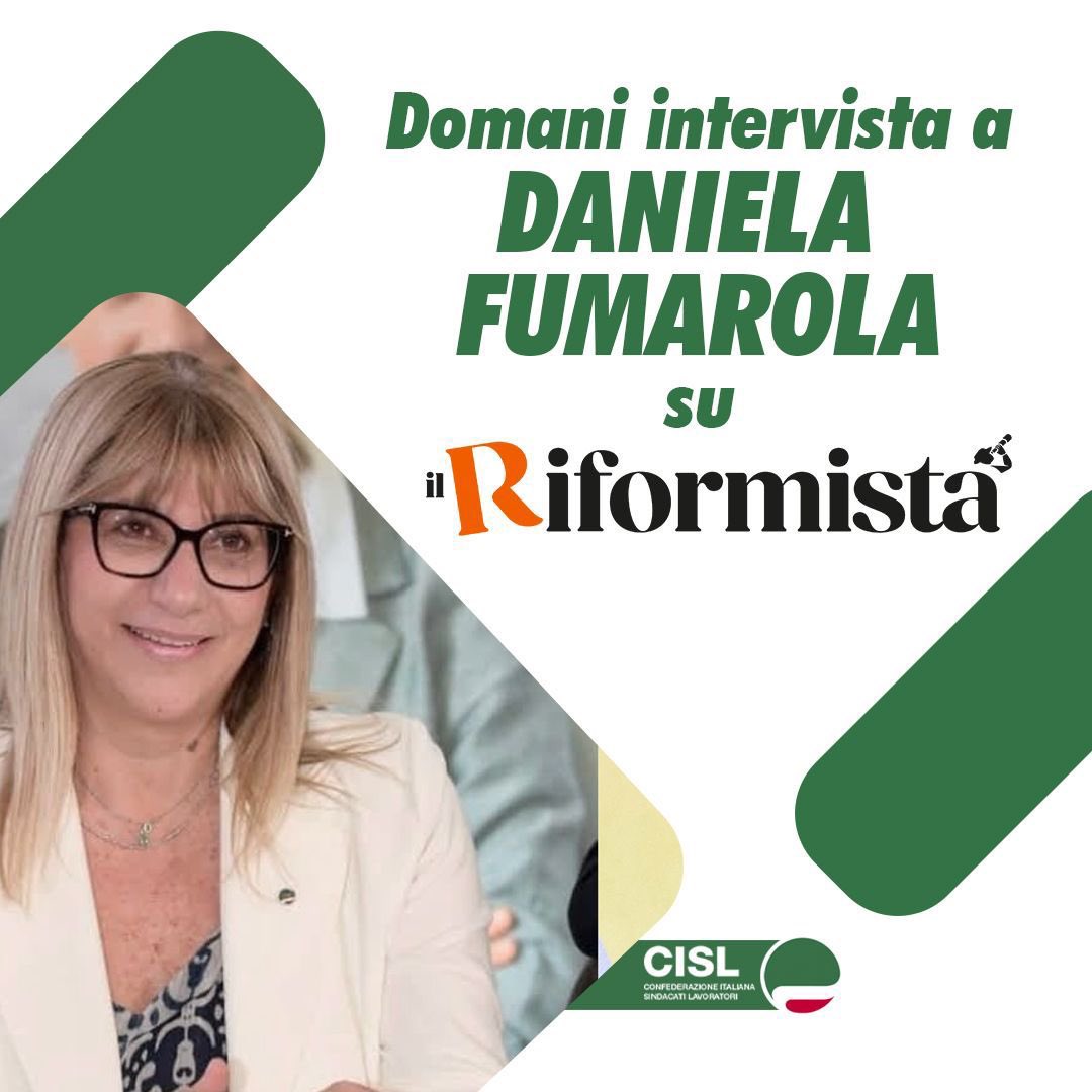CislNazionale's tweet photo. Domani, sabato 9 maggio, intervista della leader Cisl #DanielaFumarola  a @ilriformista sul DL lavoro, le richieste di modifica , caro-energia, rappresentanza sindacale. https://t.co/A3Sbg2EQFt