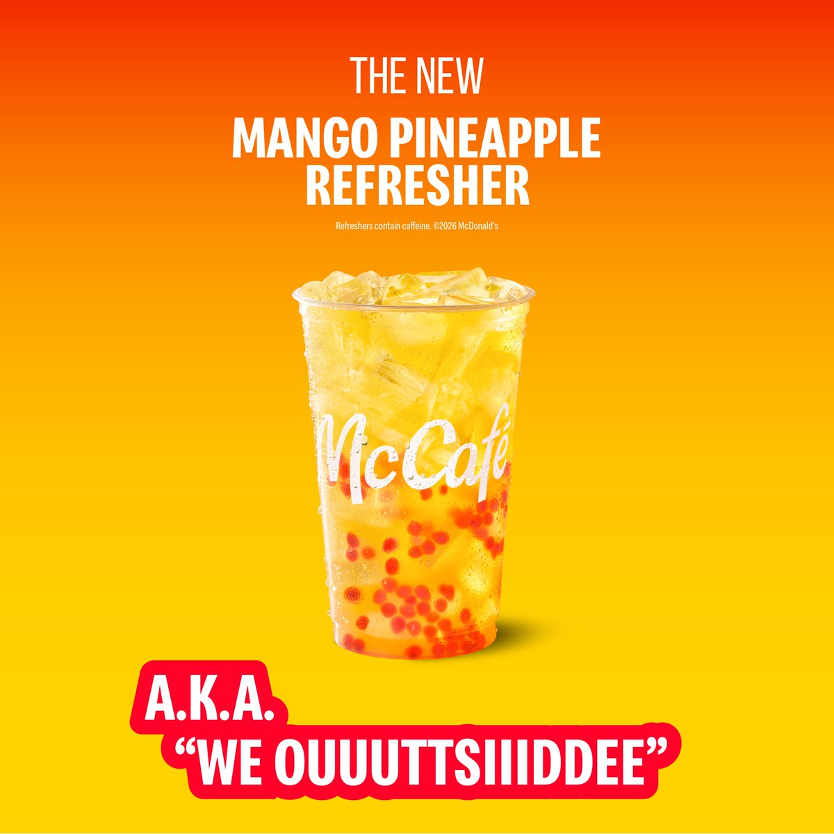 McDonalds's tweet photo. swipe to meet the new drink lineup