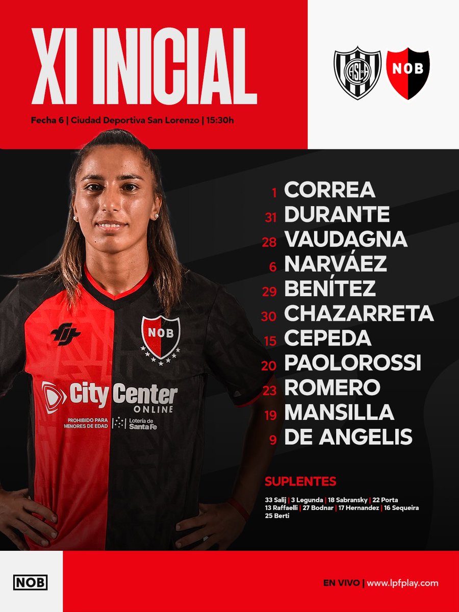 NewellsFem's tweet photo. Once definido ✅️

Así va #Newells para enfrentar a San Lorenzo desde las 15:30.

En vivo ▶️: https://t.co/R0GrsUaP8G

❤️ ¡Vamos Las Pibas! 🖤 https://t.co/ydtGEmLxLM